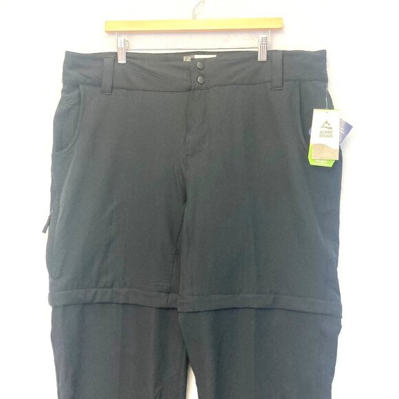 NWT Alpine Design Tech Series Women's Convertible Hiking Pants 18W Black Zip Off - Picture 3 of 14